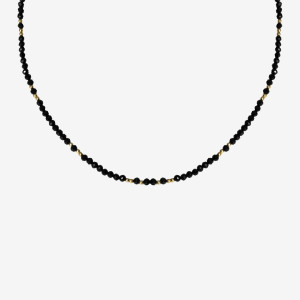 ANIA KRUK Choker z onyksem; srebrny pozłacany