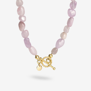 ANIA KRUK Choker z kunzytem; srebrny pozłacany