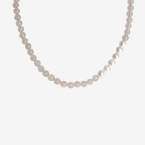 ANIA KRUK Choker z kwarcem i perłami; srebrny pozłacany