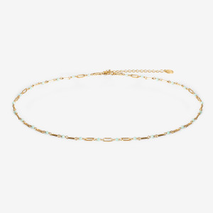 ANIA KRUK Choker z amazonitem; srebrny pozłacany