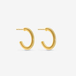 ANIA KRUK Kolczyki kółka 2 cm spirale; srebrne pozłacane