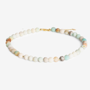 ANIA KRUK Choker z matowym amazonitem; srebrny pozłacany