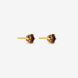 Kolczyki z kwarcem dymnym 3,8 mm; złote