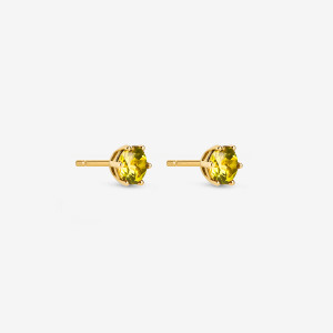 Kolczyki z perydotem 3,8 mm; złote