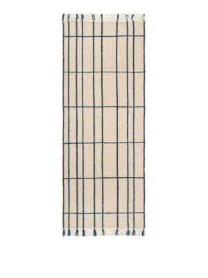FERM LIVING bieżnik SEN – 80 × 200 – parchment/indigo