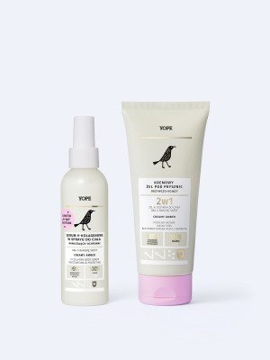 Zestaw Creamy amber- żel pod prysznic i serum w sprayu do ciała