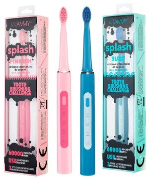 ZESTAW: VITAMMY Splash surf + pinkish Szczoteczka soniczna do zębów dla dzieci 8 lat +