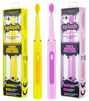 ZESTAW DLA DZIECI : VITAMMY Splash purply + yello Szczoteczka soniczna do zębów dla dzieci 8 lat +