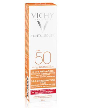 VICHY CAPITAL SOLEIL Krem przeciwstarzeniowy do twarzy 3w1 SPF50, 50 ml