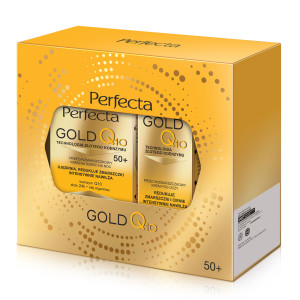Perfecta Zestaw Gold Q10, Krem do twarzy, 50 ml+krem pod oczy 50+, 15 ml