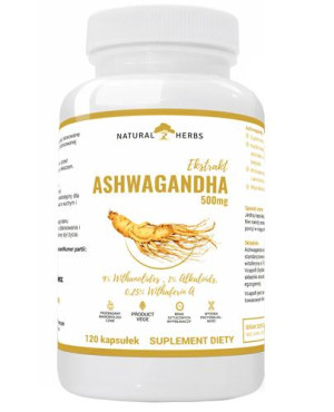 Natural Herbs Ashwagandha 500 mg - 120 kaps. - cena, opinie, wskazania