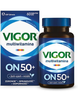 Vigor multiwitamina ON 50+ zestaw witamin i minerałów z żeń-szeniem i reishi, tabletki, 60 sztuk