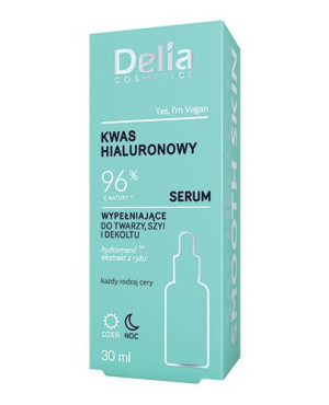 Delia Cosmetics Kwas hialuronowy Serum wypełniające do twarzy szyi i dekoltu, 30 ml