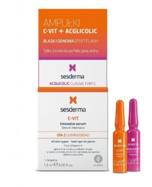 Sesderma Efekt Flash C - Vit Ampułka Acglicolic, 1,5 ml + Serum C-VIT, 1,5 ml