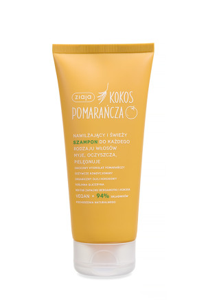 Ziaja Kokos Pomarańcza Szampon do mycia włosów nawilżający i świeży do każdego rodzaju włosów, 200 ml