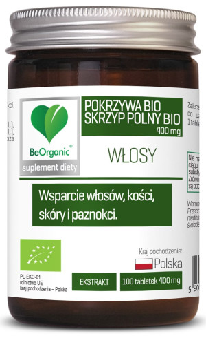 BeOrganic, Skrzyp BIO + Pokrzywa BIO, 400 mg, tabletki, 100 sztuk