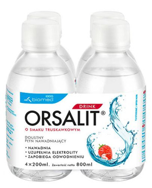Orsalit Drink o smaku truskawkowym, płyn, 4 x 200 ml