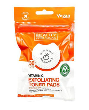 Beauty Formulas, Złuszczające nasączone Płatki z witaminą C, 30 sztuk