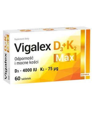 Vigalex D3 + K2 Max, odporność i mocne kości, tabletki, 60 sztuk
