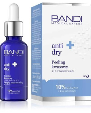 BANDI Medical Expert anti dry Peeling kwasowy silnie nawilżający 10% mocznik + kwas mlekowy, 30 ml