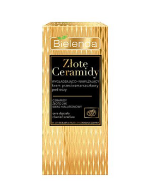 Bielenda Złote Ceramidy, wygładzająco nawilżający krem przeciwzmarszczkowy pod oczy, 15 ml