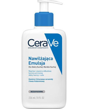 CERAVE, nawilżająca emulsja do twarzy i ciała do skóry suchej i bardzo suchej, 236 ml