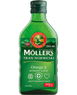 Moller's Tran Norweski Omega-3 600 smak naturalny, 250 ml