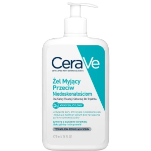 Cerave, Żel myjący przeciw niedoskonałościom dla skóry tłustej i skłonnej do trądziku, 473 ml