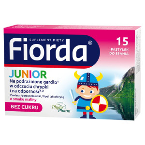 Fiorda Junior o smaku malinowym, pastylki, 15 sztuk