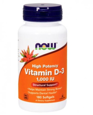 NOW FOODS Vitamin D-3 1000 IU - 180 kaps.