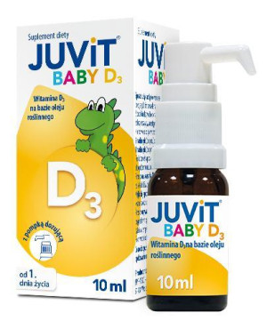 Juvit Baby D3, krople z pompką, 10 ml
