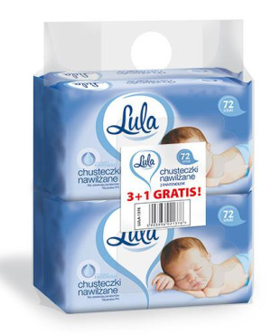 Lula Baby Chusteczki nawilżane z pantenolem, 4 x 72 szt.