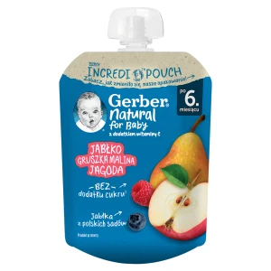 Gerber Natural For Baby Deserek jabłko-gruszka-malina-jagoda po 6. miesiącu, 80 g