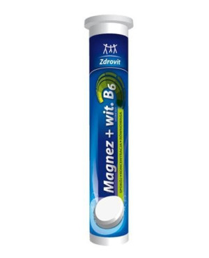 Zdrovit Magnez + Witamina B6, tabletki musujące, smak cytrynowy, 24 sztuk