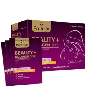 Protego, Beauty+Kolagen 5000 o smaku mango-ananas, saszetki, 30 sztuk