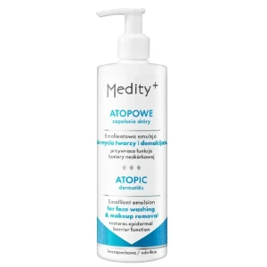 Medity+ AZS, Emolientowa emulsja do mycia twarzy i demakijażu, 200 ml
