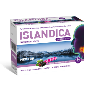 MediFar, Islandica bez cukru, pastylki do ssania, 24 sztuki