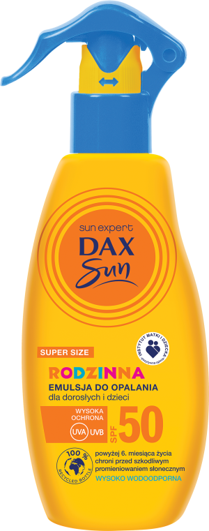 Dax Sun Rodzinna Emulsja do opalania dla dorosłych i dzieci powyżej 6. miesiąca życia SPF50, 200 ml