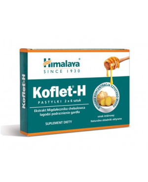 Himalaya Koflet-H Ginger, smak imbirowy, pastylki do ssania, 12 sztuk