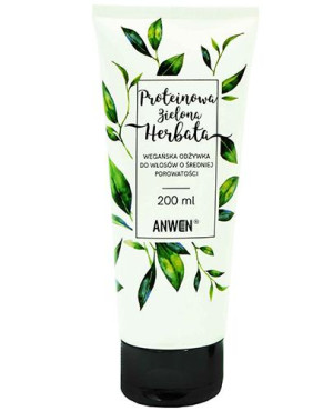 Anwen Proteinowa Zielona Herbata, Wegańska odżywka do włosów o średniej porowatości, 200 ml