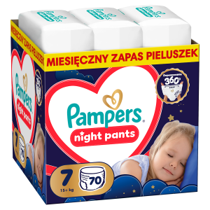 Pampers Night Pieluchomajtki rozmiar 7, 15 kg+, 70 sztuk