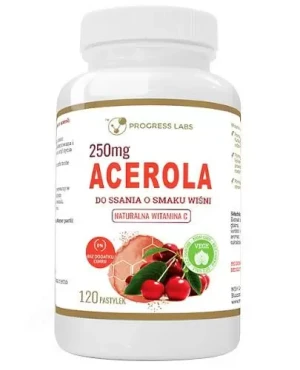 Progress Labs Acerola 250 mg naturalna witamina C 120 pastylek do ssania