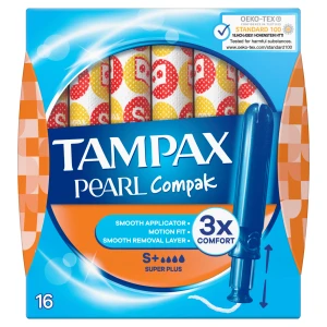 Tampax Compak Pearl Super Plus, Tampony z aplikatorem, 16 sztuk