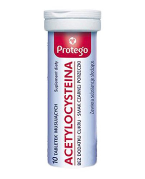 Protego, Acetylocysteina o smaku czarnej porzeczki, tabletki musujące, 10 sztuk
