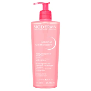Bioderma Sensibio, Gel Moussant, łagodzący żel micelarny do oczyszczania twarzy o nawilżającym działaniu, skóra wrażliwa, 500 ml