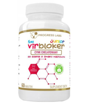 Progress Labs Virbloker Junior do ssania o smaku malinowym, tabletki do ssania, 60 sztuk