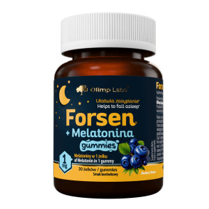 Olimp, Forsen+Melatonina Gummies, smak borówkowy, żelki, 30 sztuk