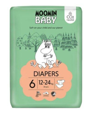 MOOMIN Baby Pieluszki 6 JUNIOR 12-24 kg, 34 sztuki