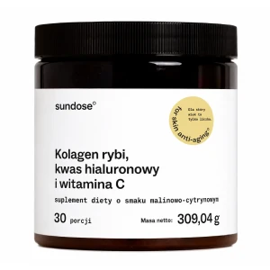 Sundose Everyday For Skin Anti-Aging, Kolagen rybi, kwas hialuronowy i witamina C smak malinowo-cytrynowy, saszetki, 30 sztuk