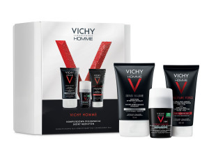 Vichy Homme Zestaw Prezentowy, Balsam po goleniu, 75 ml + krem do twarzy, 50 ml + antyperspirant w kulce, 50 ml